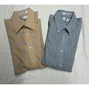 ENRO Shirt Men's Button-down Short Sleeve XL Blue Orange Multicolor lot of 2